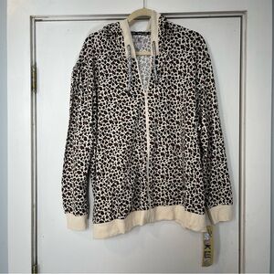 Muk Luks Leopard Cheetah Print zip up hoodie sweater women’s size 3X plus size